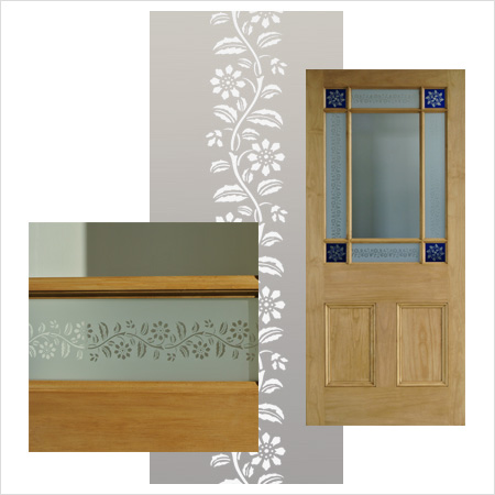 Small Vine Etched Glass Border for Doors and Windows